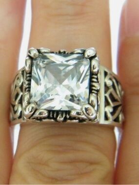 Silpada Silver Ring with Clear Square Gem